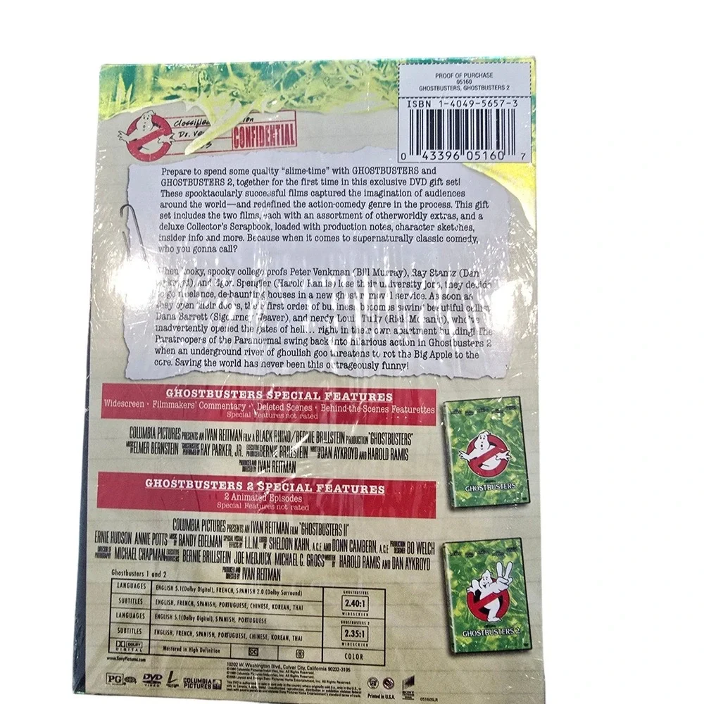 😀 🆕️ Ghostbusters 1 & 2 Double Feature DVD Gift Set Movie‎ Scrapbook New - Picture 5 of 5